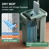 JOYMOOP Mop and Bucket with Wringer Set for Floor Cleaning and Wall Cleaner, Flat Mop and Bucket System Set with 2 Mops and 8 Large Microfiber Pads - Green view 3