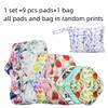 Asenappy Random Prints Adjustable Snaps Reusable Menstrual Pads - 9 pcs Three Size Cloth Sanitary Pads with 1 Bag view 2