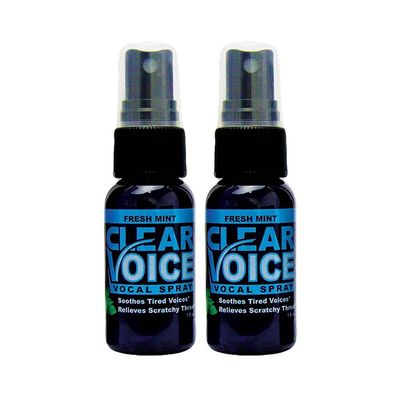 Clear Voice Oral Throat Spray Singing Ease Clarity Soothing Dampener Moisturizer Relief Vocal Eze Reducer Booster Treatment, Made in USA, Fresh Mint Flavor (2 Pack)