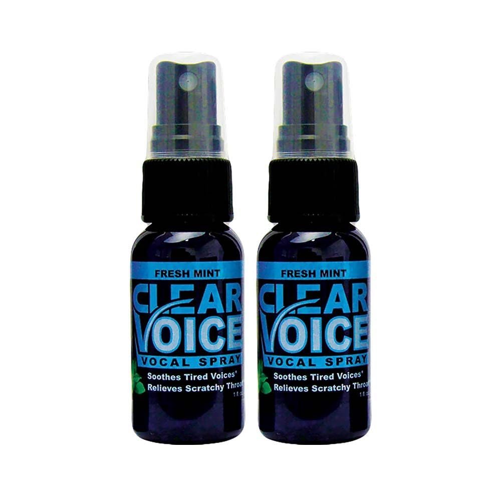 Clear Voice Oral Throat Spray Singing Ease Clarity Soothing Dampener Moisturizer Relief Vocal Eze Reducer Booster Treatment, Made in USA, Fresh Mint Flavor (2 Pack)