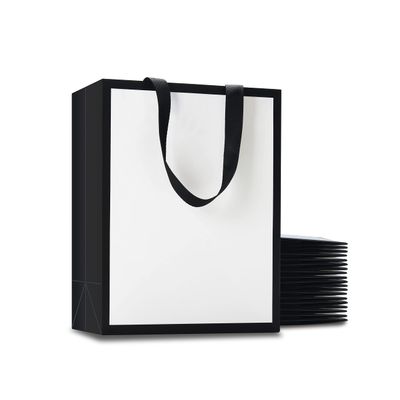 YACEYACE White and Black Gift Bags, 20Pcs 8"x4.25"x10.5" Medium Gift Bags Bulk,White Black Gift Bags with Handles,Gift Bags for Wedding,Party, Retail