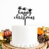 Happy Christmas Cake Topper, Christmas Cake Topper, Xmas Holiday Cupcake Toppers Christmas Party Decorations, Acrylic Black