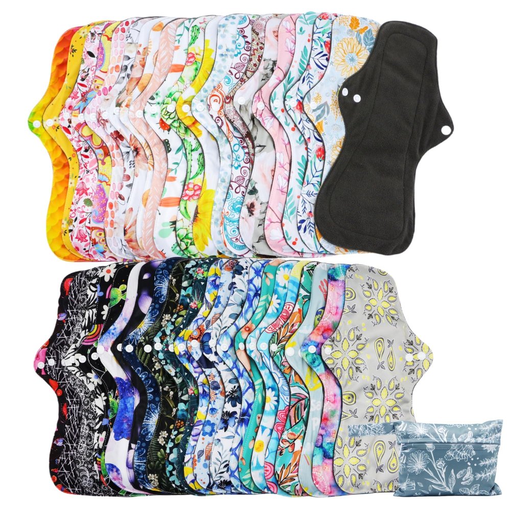 Asenappy Large Random Prints Reusable Cloth Menstrual Pads Waterproof Sanitary Pads (5randompads)