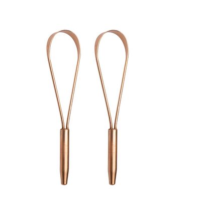 HealthAndYoga qLoop Copper Tongue Cleaner - Easy One Hand Use - Larger Surface Coverage - Ayurvedic Copper Health for Fresh Breath and Total Oral Hygiene (Set of 2)