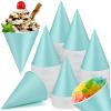 Zubebe 200 Pack Snow Cone Cups 4.5 Oz Cone Paper Cups Bulk Small Water Dispenser Cups Wax Coated Leakproof Cups for Office Water Coolers Shaved Ice, Slush Ice Cream (Blue) view 1
