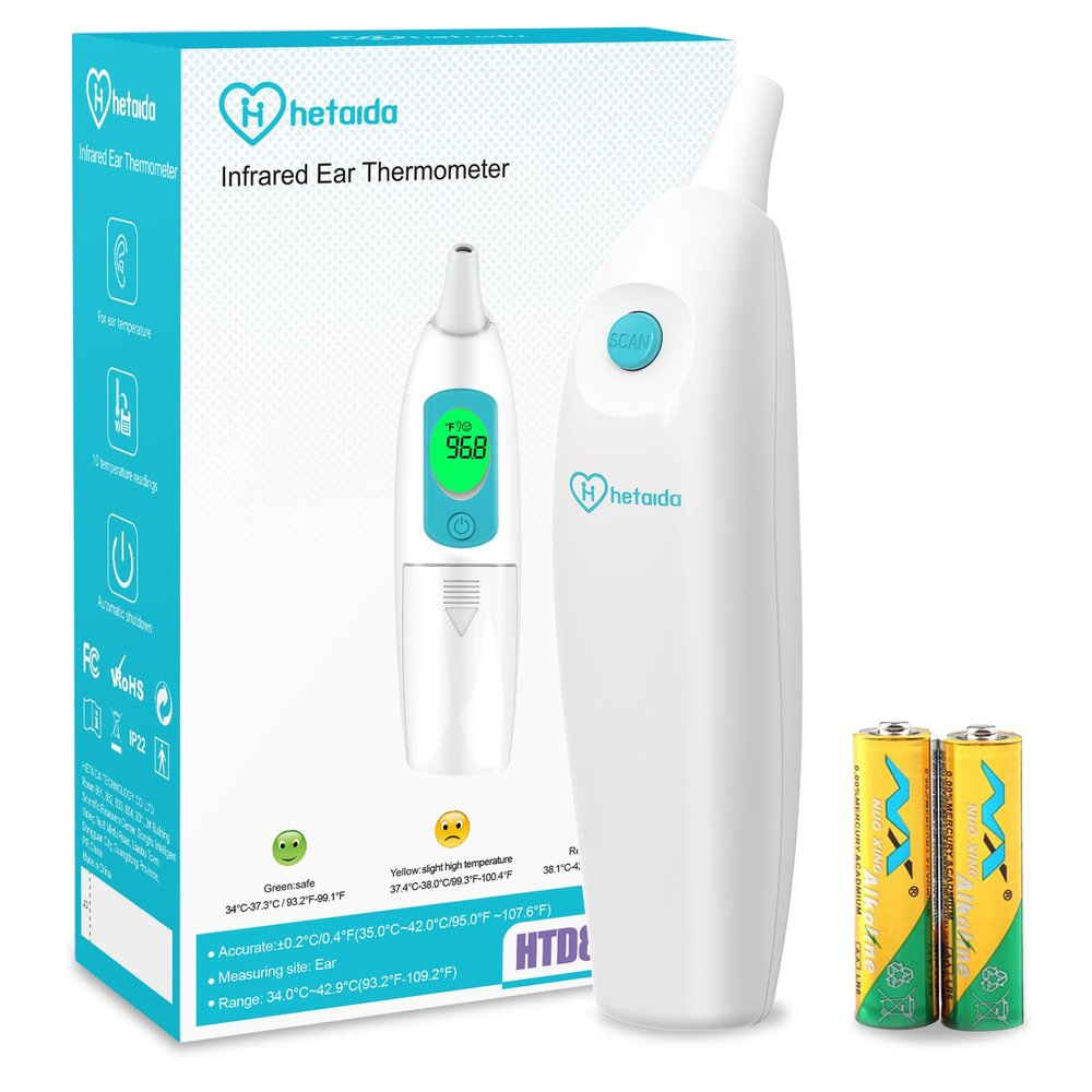 Ear Thermometer for Adults and Kids, Digital Thermometer with Fever Alarm and Instant Accuracy Readings, Infrared Thermometer Gun for Infants, Baby Thermometer, Fast, Reliable