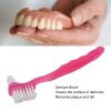 Double Sided Elderly Denture Cleaning Brush,Denture Brush Toothbrush,Portable Plaque Dirt Removal False Teeth Cleaning Brush for Home,Travel(pink), denture brush pink toothbrush Denture toothbrus view 2