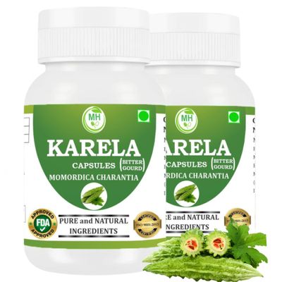Morsan Healthcare Karela Capsules 500 mg | 60 Veg Capsules x 2 Bottles | Pure Momordica charantia Extract | Ayurvedic Herbal Supplement | Plant-Based & Gluten-Free