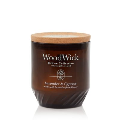 WoodWick Lavender & Cypress Gifts for Women and Men, 6 oz. Renew Medium Candle with Crackling Wick