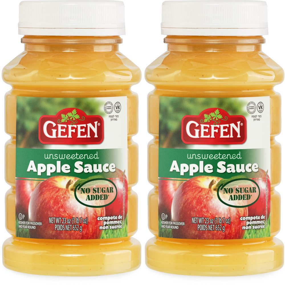 Gefen Unsweetened Apple Sauce, 23oz (2 Pack) No Sugar Added | Kosher for Passover