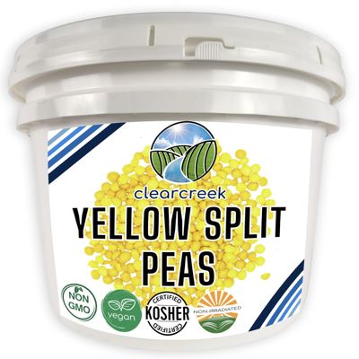 CLEAR CREEK Certified Glyphosate Residue Free Yellow Split Peas | 25 lb Bucket | Non-GMO | Kosher | Vegan | Dried | Emergency Food | Non-Irradiated