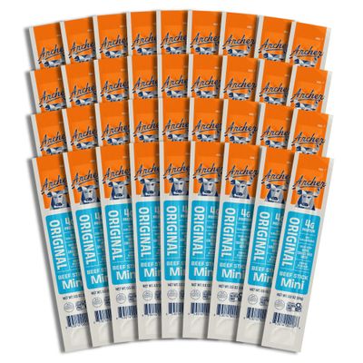Archer Jerky Mini Beef Jerky Sticks - Grass Fed Beef Sticks Individually Wrapped, Bulk Pack, Protein Meat Snack Packs, Gluten Free, Paleo, Keto - .5 oz (Pack of 36)