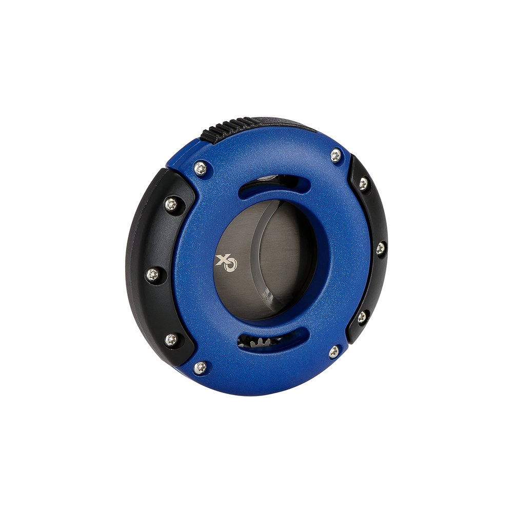 Xikar XO Double Guillotine Cigar Cutter, Dual Stainless Steel Blades, 64 RG, Black and Blue with Black Blades