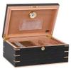 Humidor Supreme Messenia Desktop Cigar Humidor, Grey Oak with Maple Accents, Glass Hygrometer, Spanish Cedar Tray, Adjustable Dividers, Lock and Key Holds 45-80 Cigars view 3