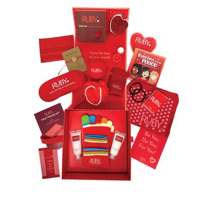Ruby Love First Period Kit for Girls, Worry-Free Menstruation Kit for Girls, Great for Travel & Celebrations (Medium), 1 pack
