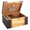 Humidor Supreme Florina Desktop Cigar Humidor with Accessory Drawer, Gorgeous Walnut Burl and Mapa Burl Glass Hygrometer, Spanish Cedar Tray, Adjustable Dividers, Lock and Key Holds 45-80 Cigars view 3