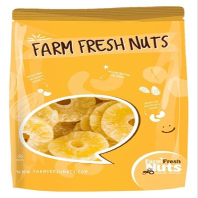 Dried Pineapple Rings (24oz) - Dried Pineapple Rings Best for Snacking & Baking Lightly Sugar Coated, Low Sodium, Dairy Free, Low Cholesterol, Low Fat & High Fiber Fruits - Farm Fresh Nuts Brand