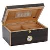 Humidor Supreme Basel Desktop Cigar Humidor, Maple Wood with Ebony Inlays, Glass Hygrometer, Spanish Cedar Tray, Adjustable Dividers, Lock and Key Holds 40-75 Cigars view 2