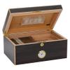 Humidor Supreme Basel Desktop Cigar Humidor, Maple Wood with Ebony Inlays, Glass Hygrometer, Spanish Cedar Tray, Adjustable Dividers, Lock and Key Holds 40-75 Cigars view 3
