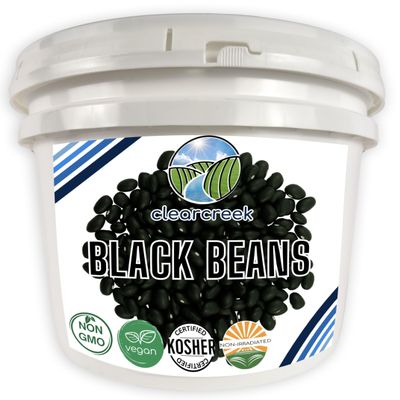 CLEAR CREEK Black Beans | 25 LBS | Emergency Food Storage Bucket | Non-GMO | Vegan | Bulk