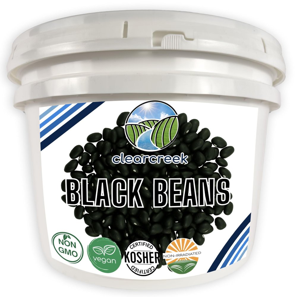 CLEAR CREEK Black Beans | 25 LBS | Emergency Food Storage Bucket | Non-GMO | Vegan | Bulk