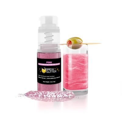 Brew Glitter Edible Drink Glitter Pump 1x 4g for Cocktails, Beer, & Beverages (Pink)