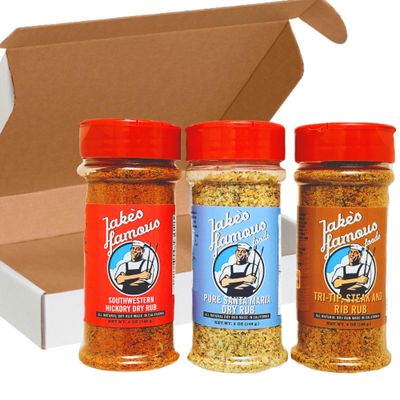 Jake's Famous BBQ Rub Collection | 3 Signature Spice Blends for Grilling Pros | Ideal Gifts for Men, Grill Masters & Backyard Chefs Natural, Gluten-Free for Smoking (3 Pack-5 Oz Ea.)