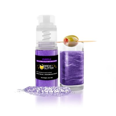 Brew Glitter Edible Drink Glitter Pump 1x 4g for Cocktails, Beer, & Beverages (Purple)