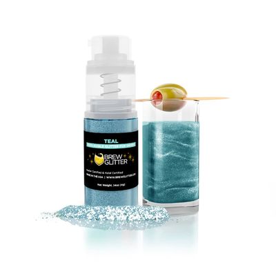 Brew Glitter Edible Drink Glitter Pump 1x 4g for Cocktails, Beer, & Beverages (Teal)