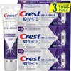 Crest 3D White Brilliance Purple Teeth Whitening Toothpaste - Pack of 3, 3.5 oz Tubes - Anticavity Fluoride Toothpaste -100% More Surface Stain Removal - 24 Hour Active Stain Prevention view 1
