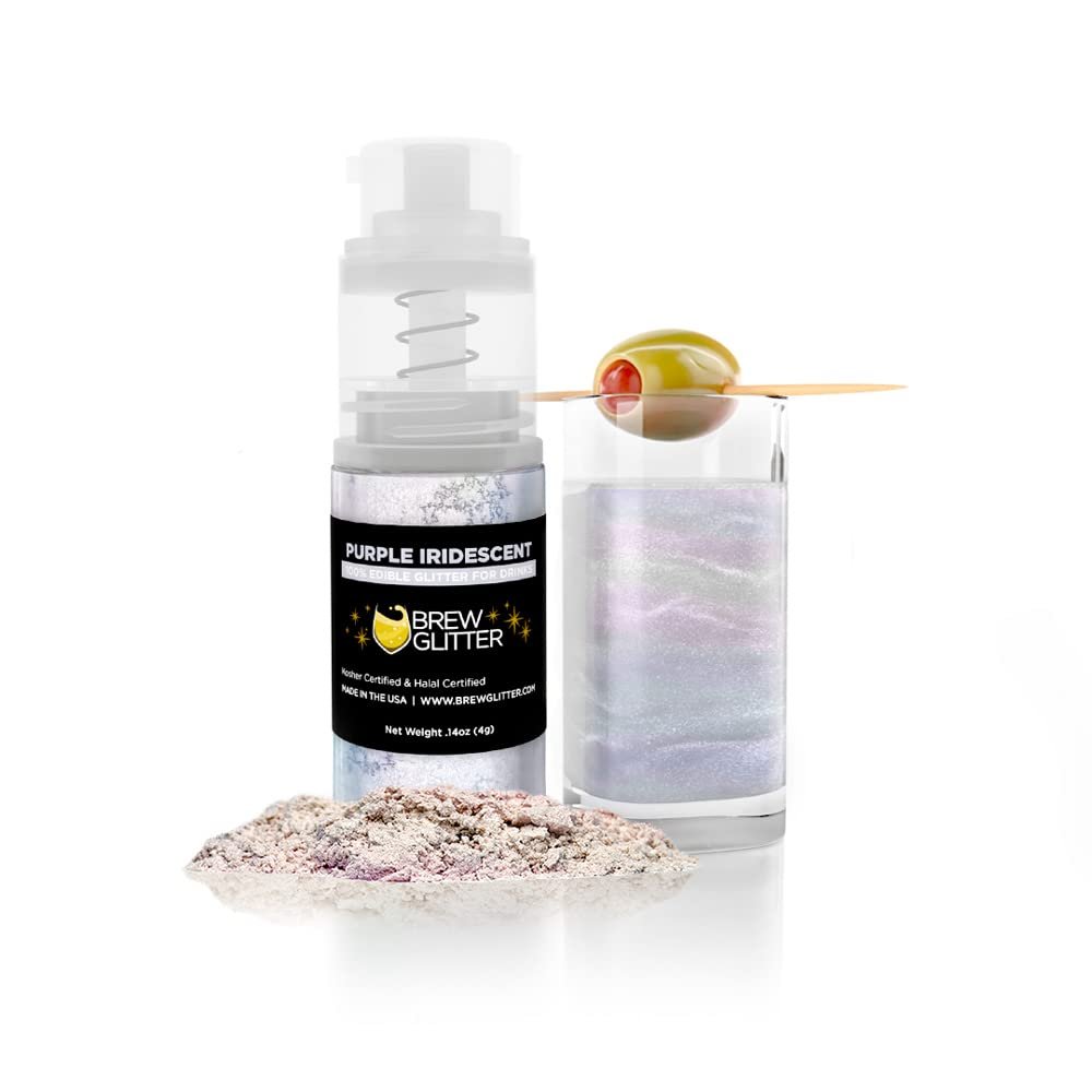 Brew Glitter Edible Drink Glitter Pump 1x 4g for Cocktails, Beer, & Beverages (Iridescent Purple)