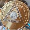 16 Year AA Medallion Large 1.5 Inch 22K Gold Plated Bi-Plate Sobriety Chip view 3