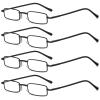 REAVEE 4 Pair Slim Pen Reading Glasses Tube Reader Glasses Men Women Small Readers Spring Hinged Eyeglasses with Portable Clip Case, Black 3.75 view 2