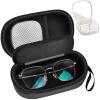 GWCASE Portable 2 in 1 Contact Lens Case and Glasses Case, Traveling Contact Cases Bag Box Holder with Soak Storage Kit Included Built-in Mirror, Tweezer, Lens Solution Bottle and Hand Strap-Black view 1