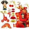 16Pcs Chinese Queen Cake Decoration Traditional Chinese Birthday Cake Decoration for Wedding Birthday Bridal Shower Baby Shower Asian Cake Topper view 2
