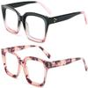 REAVEE 2 Pack Oprah Style Oversized Reading Glasses for Women Men Blue Light Blocking, Ladies Stylish RetroSquare Large Computer Readers (Black Pink/Pink Leopard 1.75x) view 2