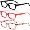 REAVEE 3 Pack Oprah Style Oversized Reading Glasses for Women Men Blue Light Blocking, Ladies Stylish RetroSquare Large Computer Readers (Black/Red/Pink Leopard 2.25x) view 2