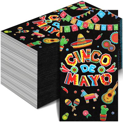 100 Pcs Cinco De Mayo Napkins mexican Decorative Fiesta Paper Napkins 3 Ply disposable Bathroom Hand Towel for Guest Home Dinner Kitchen Bathroom Fiesta Party Supplies