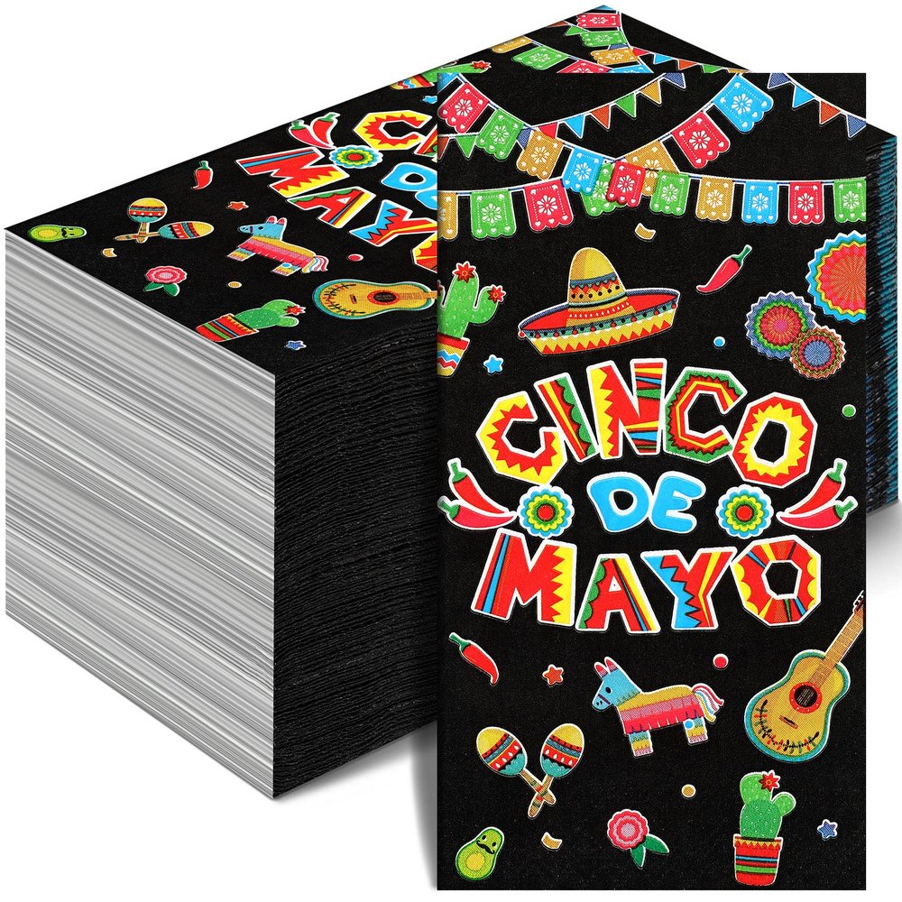 100 Pcs Cinco De Mayo Napkins mexican Decorative Fiesta Paper Napkins 3 Ply disposable Bathroom Hand Towel for Guest Home Dinner Kitchen Bathroom Fiesta Party Supplies