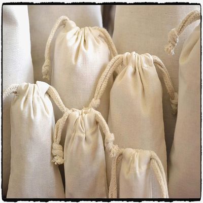 5 x 7 Inches Double Drawstring Organic Cotton Bags - Reusable Dust Bags - Gift Bags - Washable Multi Purpose Use (Natural (Pack of 100))