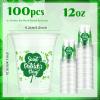 Aoriher 100 Pcs 12 oz St Patrick's Day Shamrock Cups Disposable Plastic Happy St Patrick's Day Green Clear Cups Lucky Day Printed Bar Decorations for Irish Party Supplies view 2