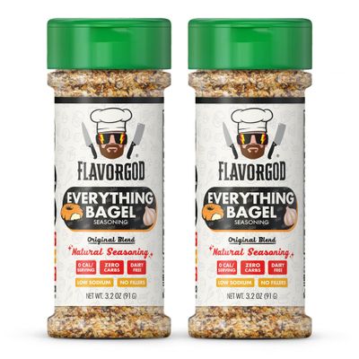 Everything Bagel Seasoning Mix by Flavor God, Pack of 2 - Premium All Natural & Healthy Spice Blend for Bagels, Chicken, & Eggs - Kosher, Gluten-Free & No MSG - Great Flavor Spices and Seasoning Gift