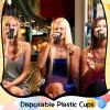 Sabary 100 Pack 12oz Valentine Plastic Cups St. Patricks Day Heavy Duty Drinking Disposable Cups with Lines for Beverage Holiday Camping Barbecues Birthday Party Outdoor Picnic(Black and White) view 3