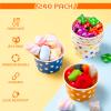 Zopeal 240 5 oz Ice Cream Cups Disposable Dessert Cups Polka Dot Ice Cream Bowls Paper Snack Cups for Birthday Easter Wedding Carnival Party Supplies for Sundae, Soup, Yogurt, Ice Cream view 4