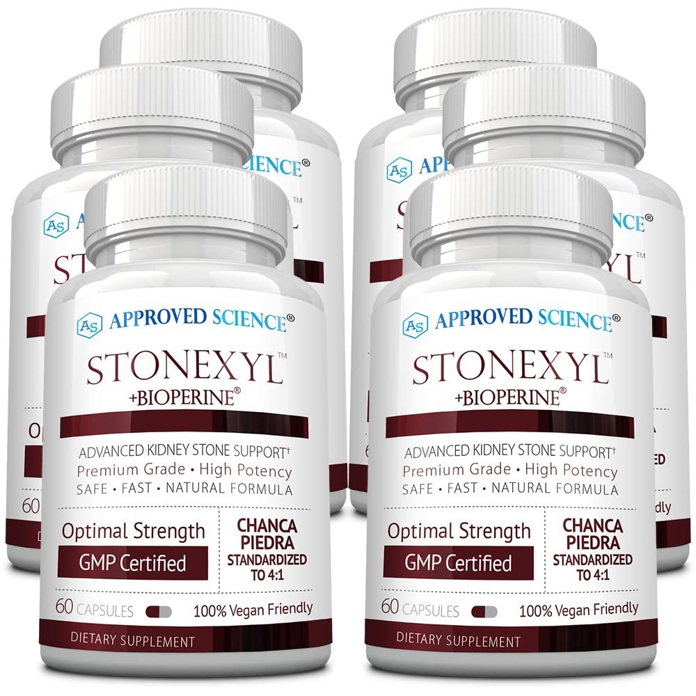 Approved Science Stonexyl - Herbal Support for Kidney Stones - 360 Capsules - Chanca Piedra - High Absorption - 6 Month Supply - Vegan