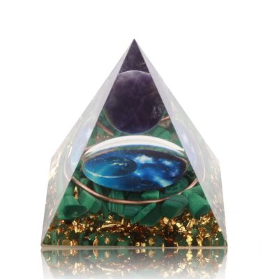 Yogmudra Orgone Pyramid Postive Energy, Amethyst Chakra Orgonites Pyramid, Orgonite Pyramid for Success, Energy Generator Healing Crystal Pyramid (Planet)