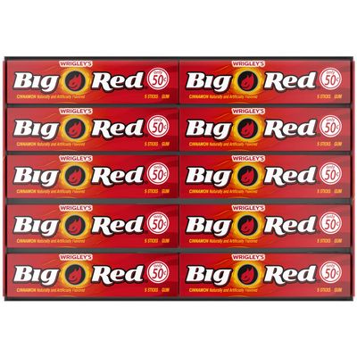 WRIGLEY'S BIG RED Chewing Gum Bulk Pack, 5 Sticks Per Pack (40 Total Packs)