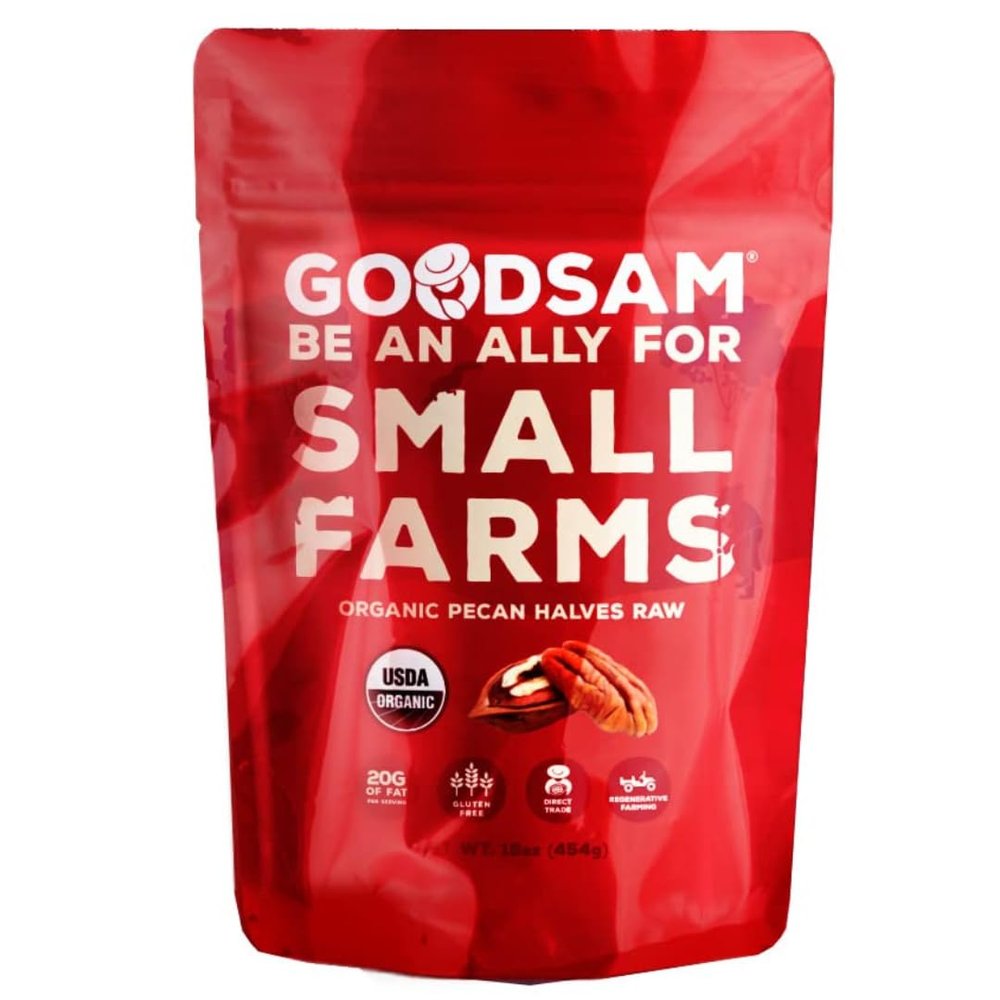 GOODSAM Organic Raw Pecan Halves 24oz, Gluten Free, Regenerative Farming, Vegan, Keto, Direct Trade