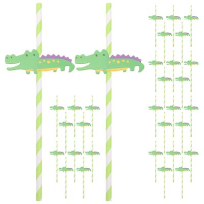 jojofuny 300pcs Cartoon Crocodile Paper Straws Straws for Parties Birthday Celebrations Juice and Milk Tea Drinks for Boys and Girls and Fun Events