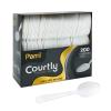 PAMI Heavy Weight Disposable Plastic Teaspoons [200-Pack] - Bulk King Size Deluxe White Plastic Silverware For Parties, Weddings, Catering Food Stands, Takeaway- Heavy-Duty Single-Use Partyware view 1